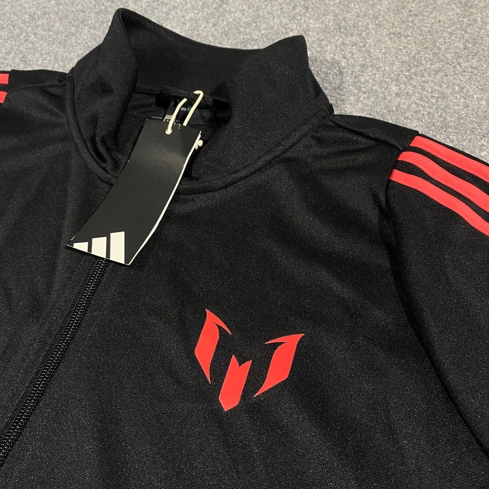 Adidas Messi Full Zip Track Jacket Adult XL Black Red Stripes Soccer Aeroready - Picture 5 of 16